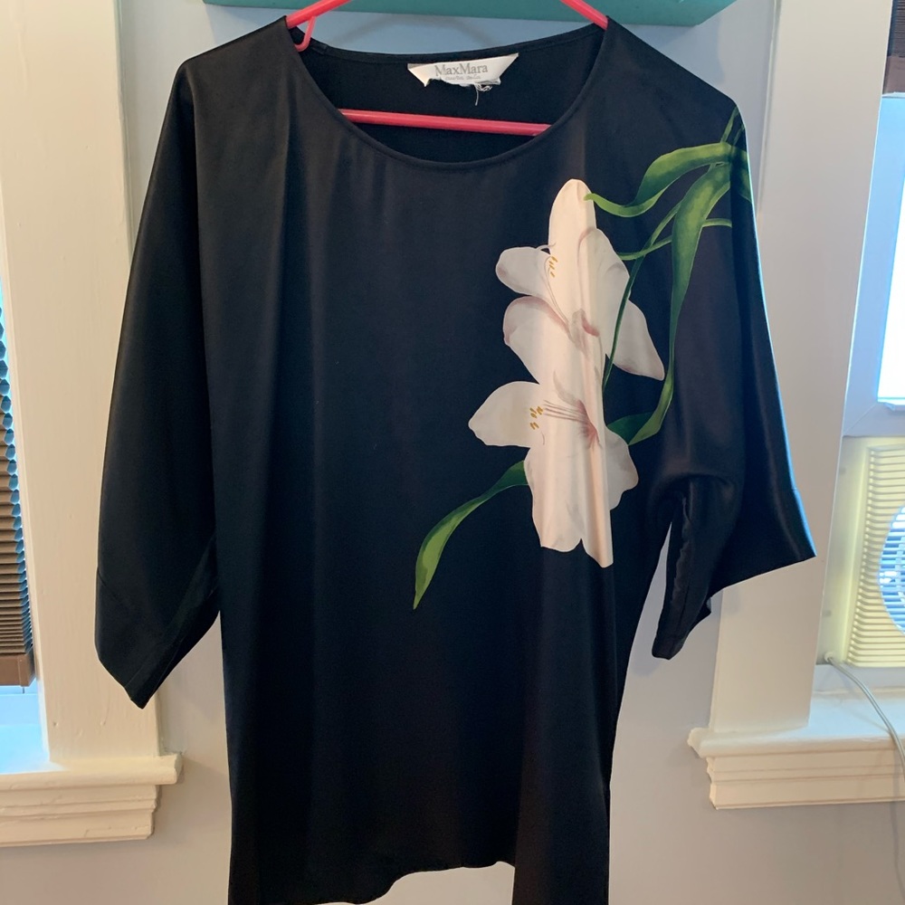 Max Mara silk floral tie blouse